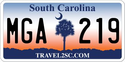 SC license plate MGA219