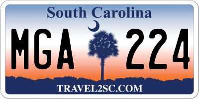 SC license plate MGA224