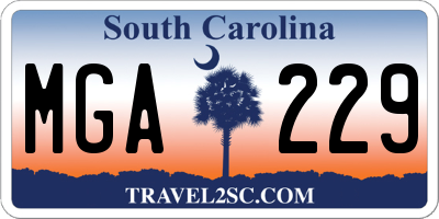 SC license plate MGA229
