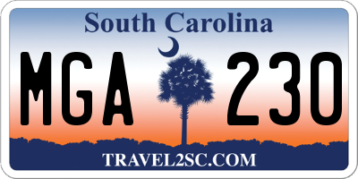 SC license plate MGA230