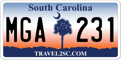 SC license plate MGA231