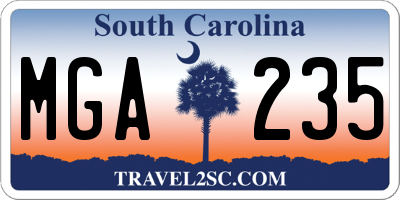 SC license plate MGA235