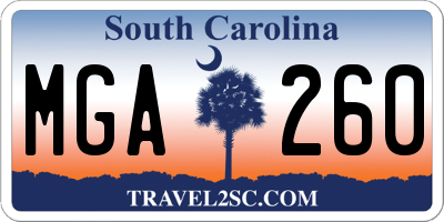 SC license plate MGA260