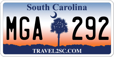 SC license plate MGA292