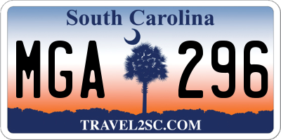 SC license plate MGA296