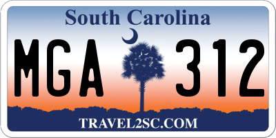 SC license plate MGA312