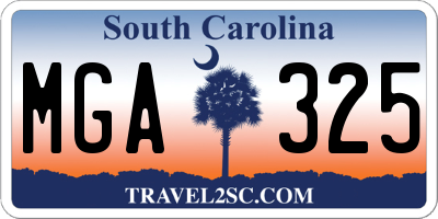 SC license plate MGA325