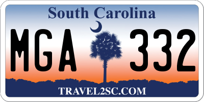 SC license plate MGA332