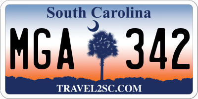 SC license plate MGA342