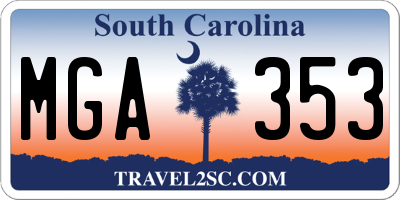 SC license plate MGA353
