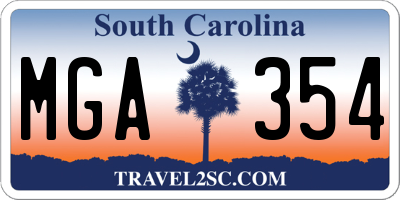 SC license plate MGA354