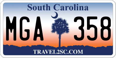 SC license plate MGA358