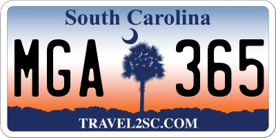 SC license plate MGA365