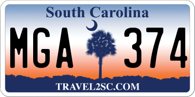 SC license plate MGA374