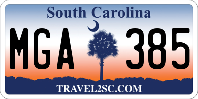SC license plate MGA385