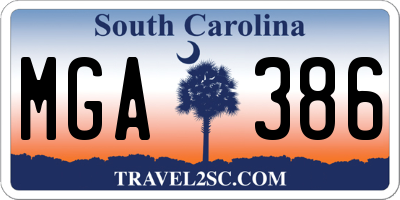 SC license plate MGA386