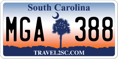 SC license plate MGA388