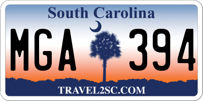 SC license plate MGA394