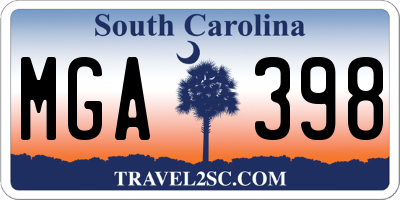 SC license plate MGA398