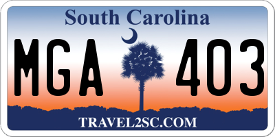 SC license plate MGA403