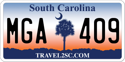 SC license plate MGA409