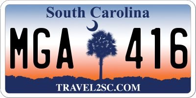 SC license plate MGA416