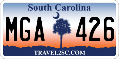 SC license plate MGA426