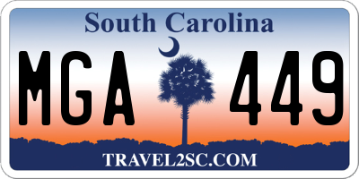 SC license plate MGA449