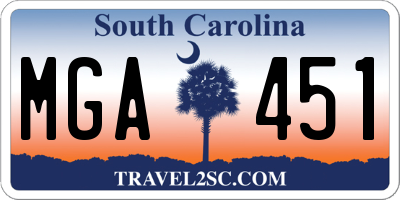 SC license plate MGA451