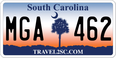 SC license plate MGA462