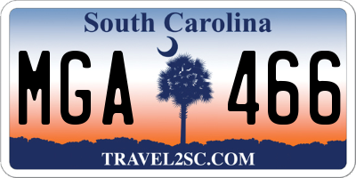SC license plate MGA466