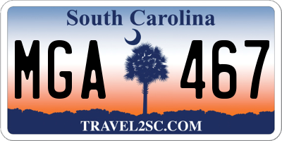 SC license plate MGA467