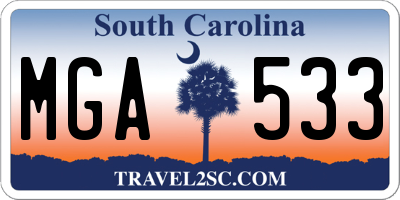SC license plate MGA533