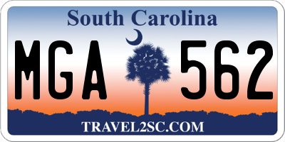 SC license plate MGA562