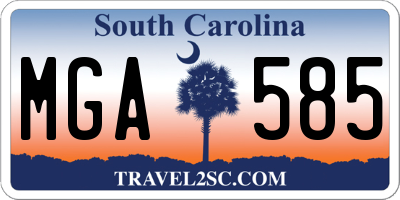 SC license plate MGA585