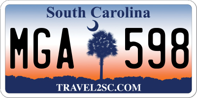 SC license plate MGA598