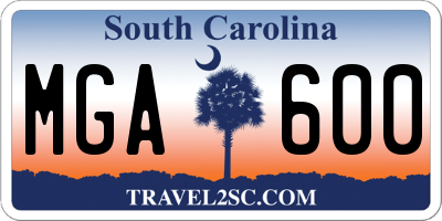 SC license plate MGA600