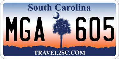 SC license plate MGA605