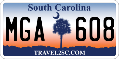SC license plate MGA608