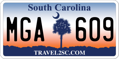 SC license plate MGA609