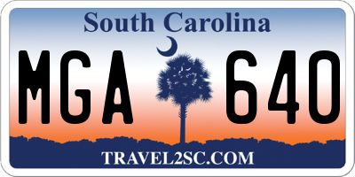 SC license plate MGA640