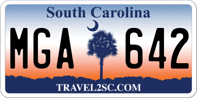 SC license plate MGA642