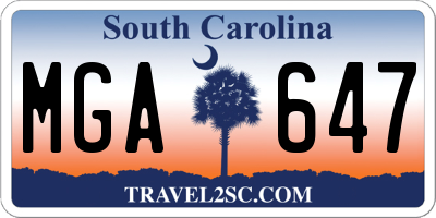 SC license plate MGA647