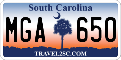 SC license plate MGA650