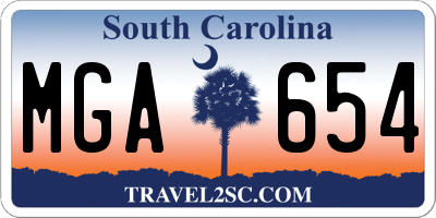 SC license plate MGA654