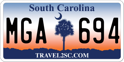 SC license plate MGA694