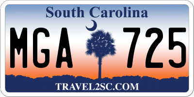 SC license plate MGA725