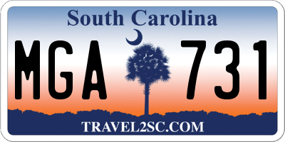 SC license plate MGA731