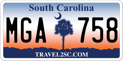 SC license plate MGA758