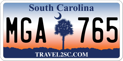 SC license plate MGA765